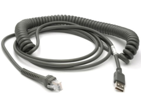 USB-Kabel - (Serie A Verbindung, 15ft., spiral) für DS6700, LS3408, LS3578 und DS9808