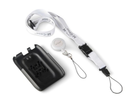 M-Case - Schutzhülle, schwarz mit Schlüsselband und einziehbarem Kabel für Verifone e355