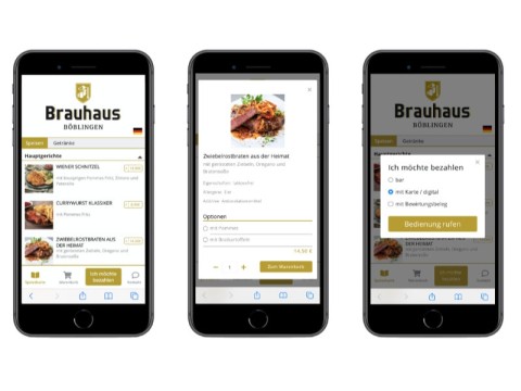 Bestell-App für Smartphone-Bestellung und Rechnungsanforderung im Restaurant