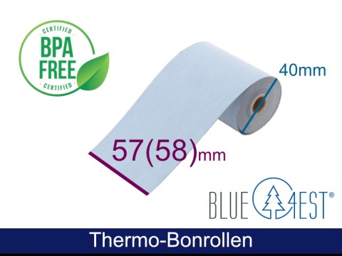 Thermorolle - 57(58) 40 12 (B/D(max.)/K) weiss, 19m, Blue4est® (Blau) Ökopapier