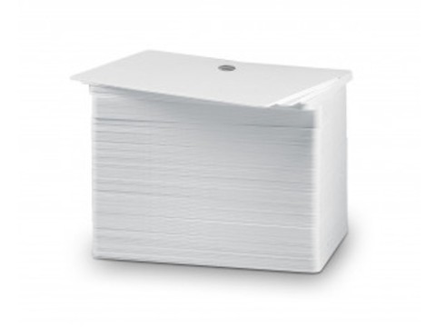 Plastikkarte Premium - 10mil, 0.25mm (blanko), weiss, mit Rundloch lange Seite (Lanyards) für Kartendruck ++Abgabe nur als VPE 500ter Pack++